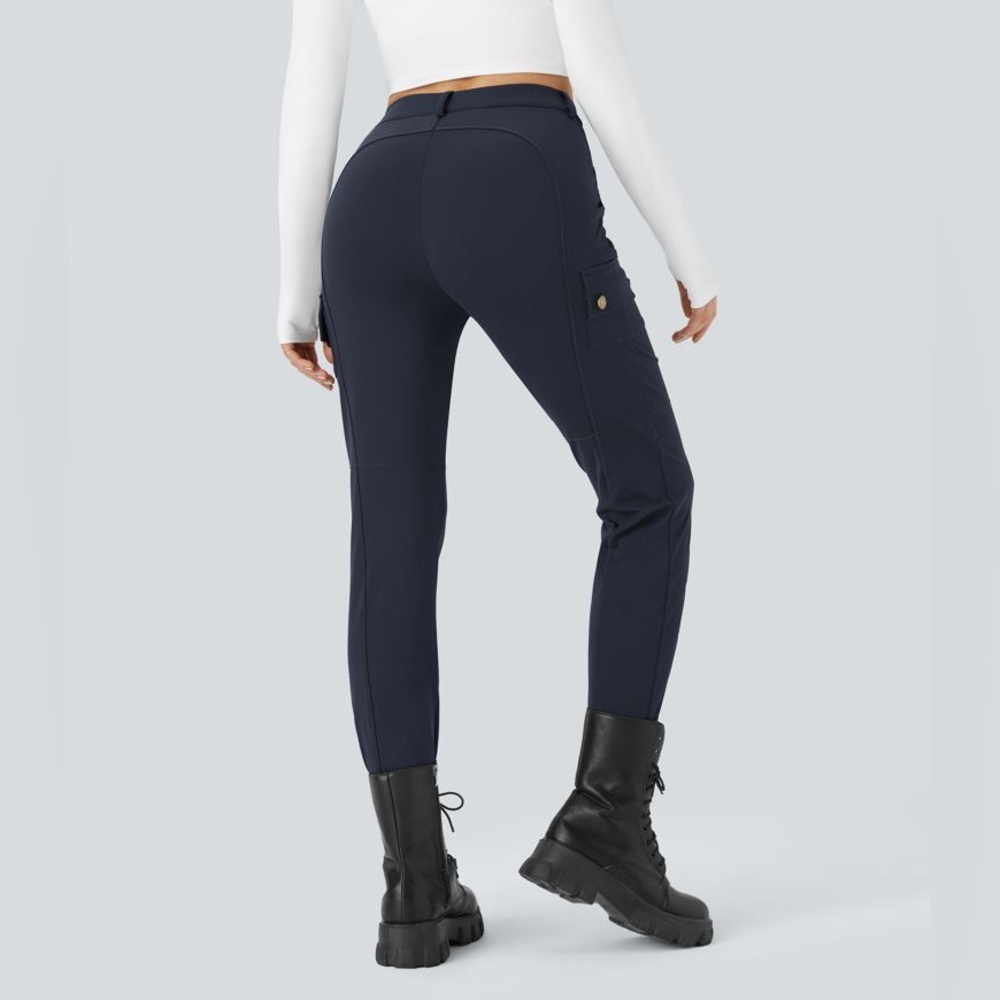 Halara High Waisted Button Zipper Multiple Pockets Solid Skinny Cargo Pants - Picture 2 of 13